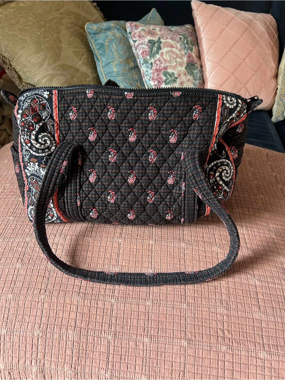 Vintage Vera Bradley Quilted Paisley Print Mini Duffel Bag - Picture 2 of 13